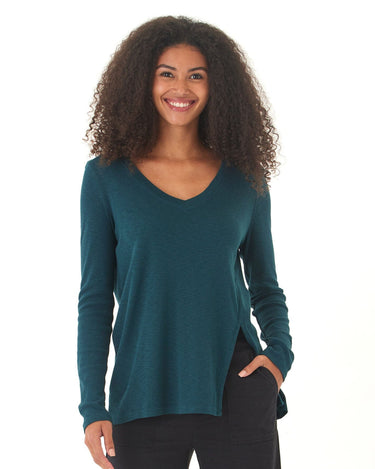 Agatha Textured Slub Jersey Slit Long Sleeve Threads 4 Thought 