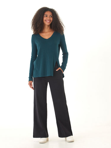Agatha Textured Slub Jersey Slit Long Sleeve Threads 4 Thought 
