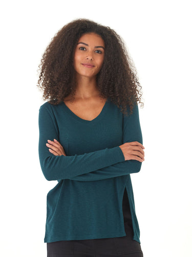 Agatha Textured Slub Jersey Slit Long Sleeve Threads 4 Thought