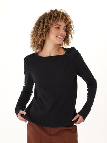 Francine Textured Slub Jersey Twist Long Sleeve Top Womens Tops Long Shirt Threads 4 Thought