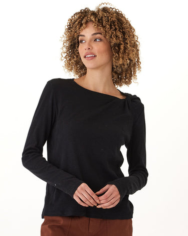 Francine Textured Slub Jersey Twist Long Sleeve Top Womens Tops Long Shirt Threads 4 Thought 