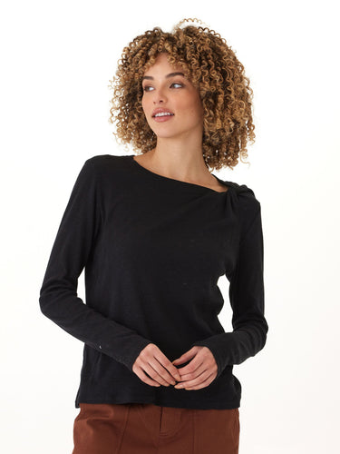 Francine Textured Slub Jersey Twist Long Sleeve Top Womens Tops Long Shirt Threads 4 Thought