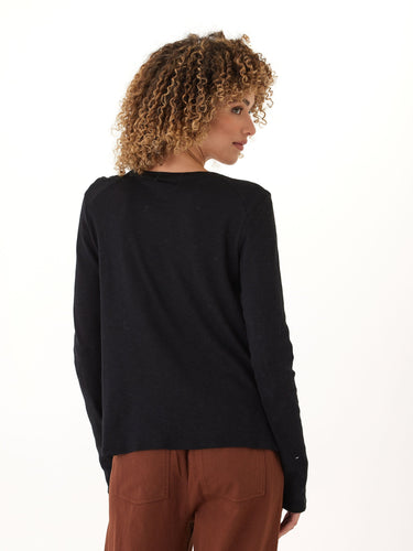 Francine Textured Slub Jersey Twist Long Sleeve Top Womens Tops Long Shirt Threads 4 Thought