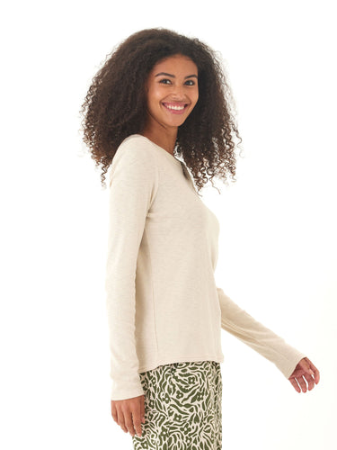 Francine Textured Slub Jersey Twist Long Sleeve Top Threads 4 Thought