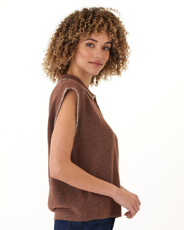 Julieta Cozy Solid Knit Sweater Polo Threads 4 Thought 