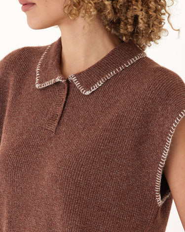 Julieta Cozy Solid Knit Sweater Polo Threads 4 Thought 