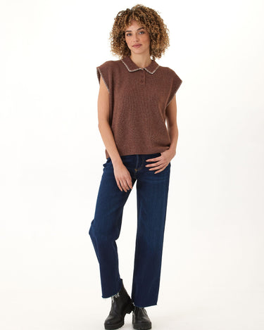 Julieta Cozy Solid Knit Sweater Polo Threads 4 Thought 