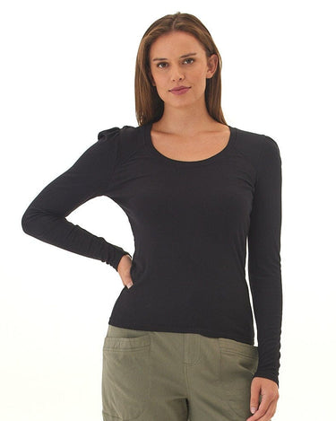 Nimia Feather Rib Puff Shoulder Top Threads 4 Thought 