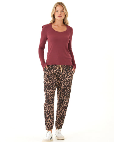 Nimia Feather Rib Puff Shoulder Top Womens Tops Long Shirt Threads 4 Thought 