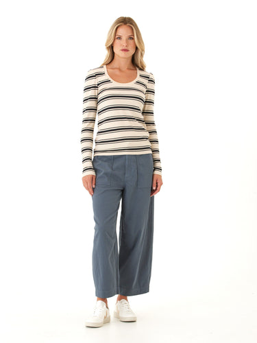 Nimia Feather Rib Puff Shoulder Top Womens Tops Long Shirt Threads 4 Thought 