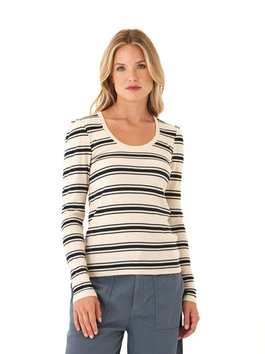 Nimia Feather Rib Puff Shoulder Top Womens Tops Long Shirt Threads 4 Thought 