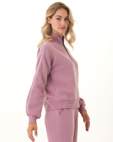 Constance Triblend Fleece Piping Detail Half Zip Pullover Threads 4 Thought 