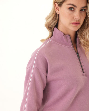 Constance Triblend Fleece Piping Detail Half Zip Pullover Threads 4 Thought 