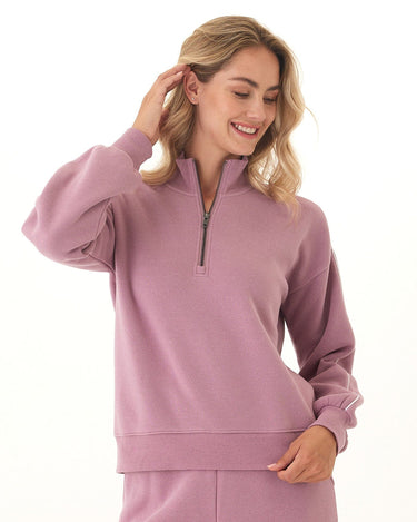Constance Triblend Fleece Piping Detail Half Zip Pullover Threads 4 Thought 