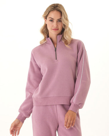 Constance Triblend Fleece Piping Detail Half Zip Pullover Threads 4 Thought 