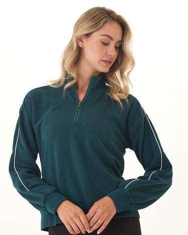 Constance Triblend Fleece Piping Detail Half Zip Pullover Threads 4 Thought 