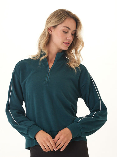 Constance Triblend Fleece Piping Detail Half Zip Pullover Threads 4 Thought 