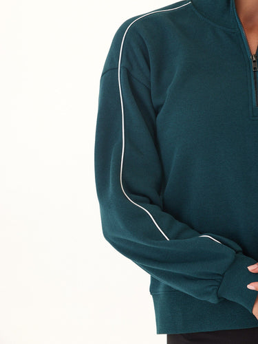 Constance Triblend Fleece Piping Detail Half Zip Pullover Threads 4 Thought 