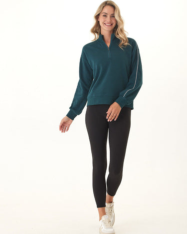 Constance Triblend Fleece Piping Detail Half Zip Pullover Threads 4 Thought 