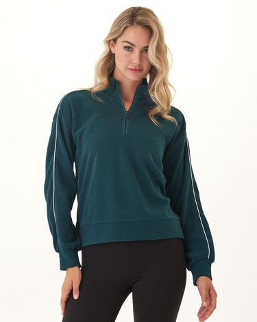Constance Triblend Fleece Piping Detail Half Zip Pullover Threads 4 Thought 
