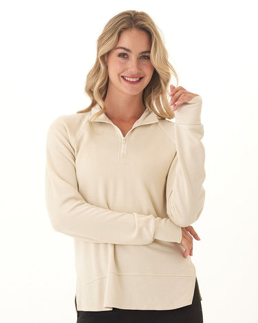 Kenzie Feather Fleece Quarter Zip Raglan Pullover Threads 4 Thought 