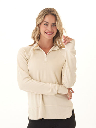 Kenzie Feather Fleece Quarter Zip Raglan Pullover Threads 4 Thought 