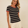 Arleen Barbados Stripe Feather Rib Ringer Tee Womens Tops Short Tee Threads 4 Thought 