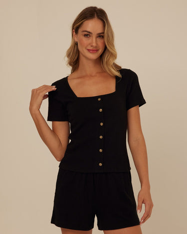 Jamila Smocked Jersey Short Sleeve Womens Tops Short Shirt Threads 4 Thought 