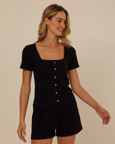 Jamila Smocked Jersey Short Sleeve Womens Tops Short Shirt Threads 4 Thought 