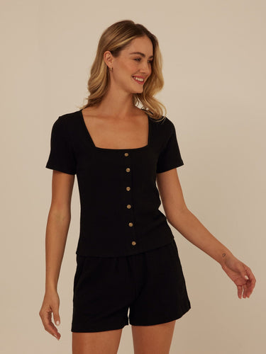 Jamila Smocked Jersey Short Sleeve Womens Tops Short Shirt Threads 4 Thought 