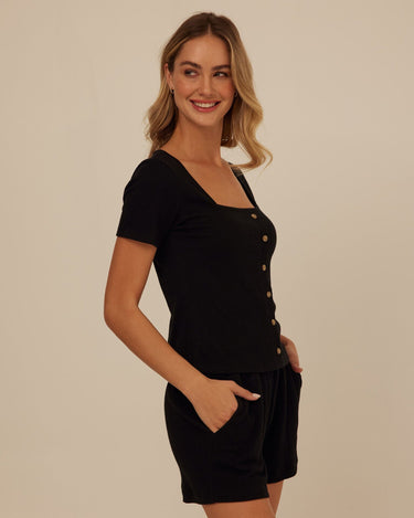 Jamila Smocked Jersey Short Sleeve Womens Tops Short Shirt Threads 4 Thought 