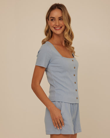 Jamila Smocked Jersey Short Sleeve Womens Tops Short Shirt Threads 4 Thought 