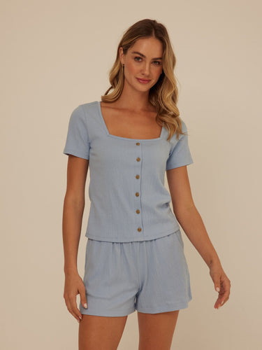 Jamila Smocked Jersey Short Sleeve Womens Tops Short Shirt Threads 4 Thought 