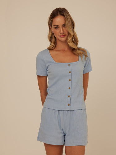 Jamila Smocked Jersey Short Sleeve Womens Tops Short Shirt Threads 4 Thought 