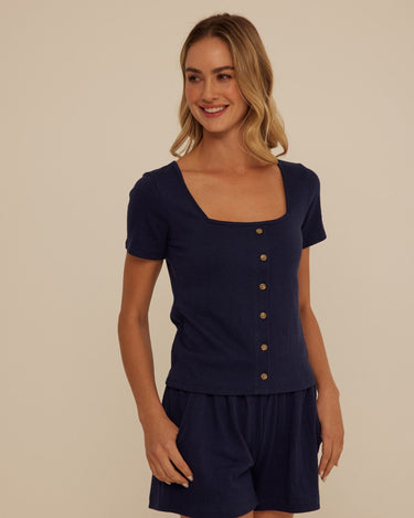 Jamila Smocked Jersey Short Sleeve Womens Tops Short Shirt Threads 4 Thought 