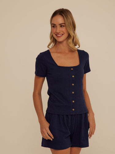 Jamila Smocked Jersey Short Sleeve Womens Tops Short Shirt Threads 4 Thought 