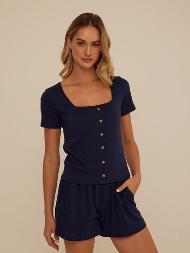 Jamila Smocked Jersey Short Sleeve Womens Tops Short Shirt Threads 4 Thought 