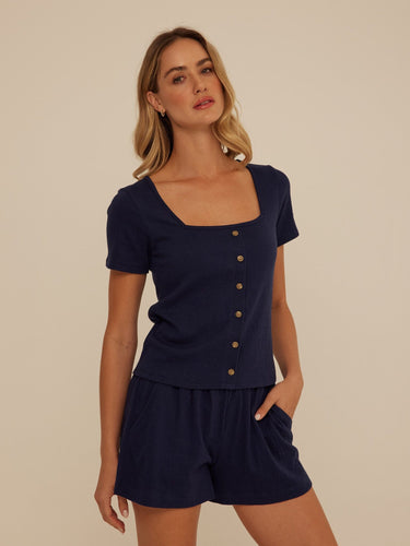 Jamila Smocked Jersey Short Sleeve Womens Tops Short Shirt Threads 4 Thought 