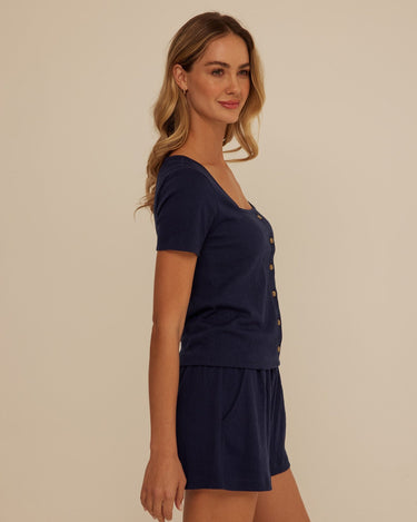 Jamila Smocked Jersey Short Sleeve Womens Tops Short Shirt Threads 4 Thought 