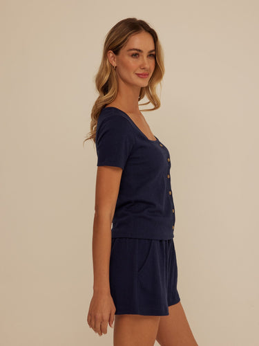Jamila Smocked Jersey Short Sleeve Womens Tops Short Shirt Threads 4 Thought 