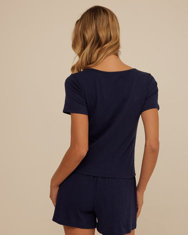 Jamila Smocked Jersey Short Sleeve Womens Tops Short Shirt Threads 4 Thought 