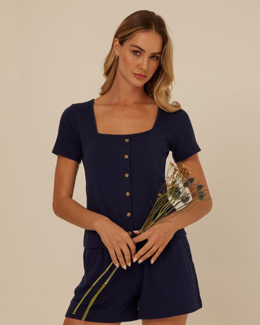 Jamila Smocked Jersey Short Sleeve Womens Tops Short Shirt Threads 4 Thought 