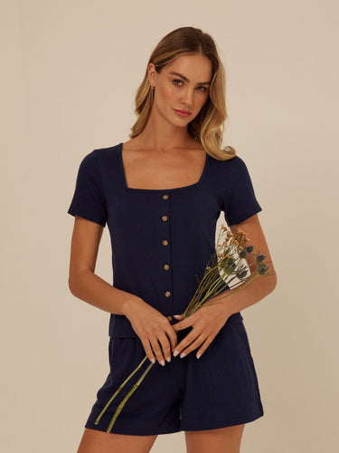 Jamila Smocked Jersey Short Sleeve Womens Tops Short Shirt Threads 4 Thought 