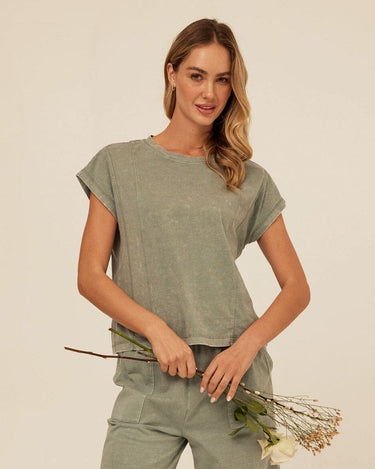 Laurie Mineral Wash Eco Jersey Tee Womens Tops Short Shirt Threads 4 Thought 