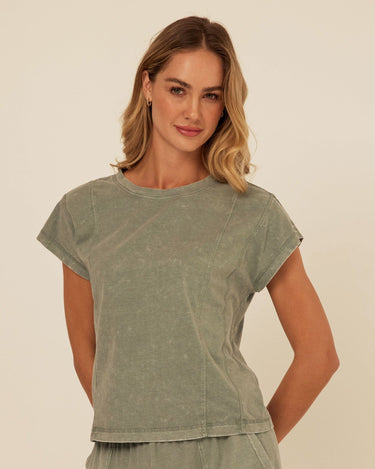 Laurie Mineral Wash Eco Jersey Tee Womens Tops Short Shirt Threads 4 Thought 