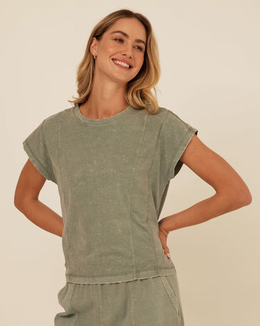 Laurie Mineral Wash Eco Jersey Tee Womens Tops Short Shirt Threads 4 Thought 