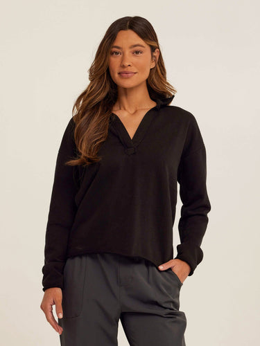 Lucetta Cotton Blend Terry Collar Top Womens Tops Long Shirt Threads 4 Thought 