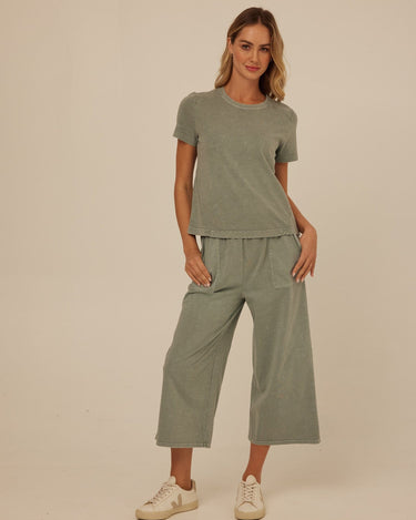 Alva Mineral Wash Eco Jersey Wide Leg Capri Pant Womens Bottoms Pants Threads 4 Thought 