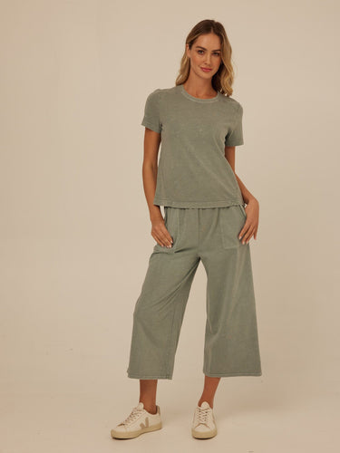 Alva Mineral Wash Eco Jersey Wide Leg Capri Pant Womens Bottoms Pants Threads 4 Thought 