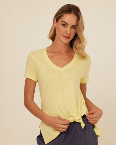 Norma Textured Slub Jersey Knotted Tee Womens Tops Short Tee Threads 4 Thought 